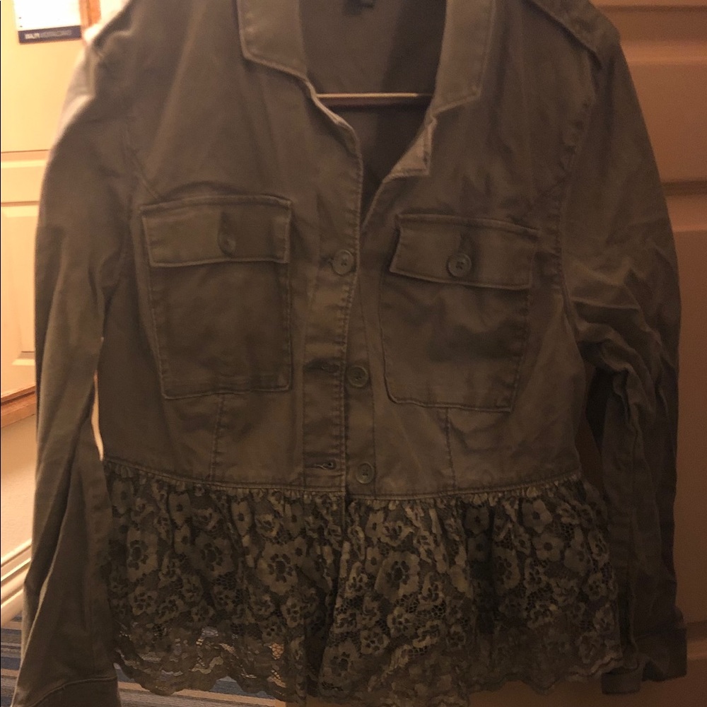 Lane Bryant green jacket lace bottom